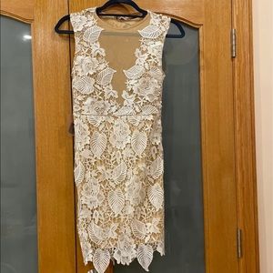 Beige And Ivory Floral Lace Appliqué Forever 21 Dress.